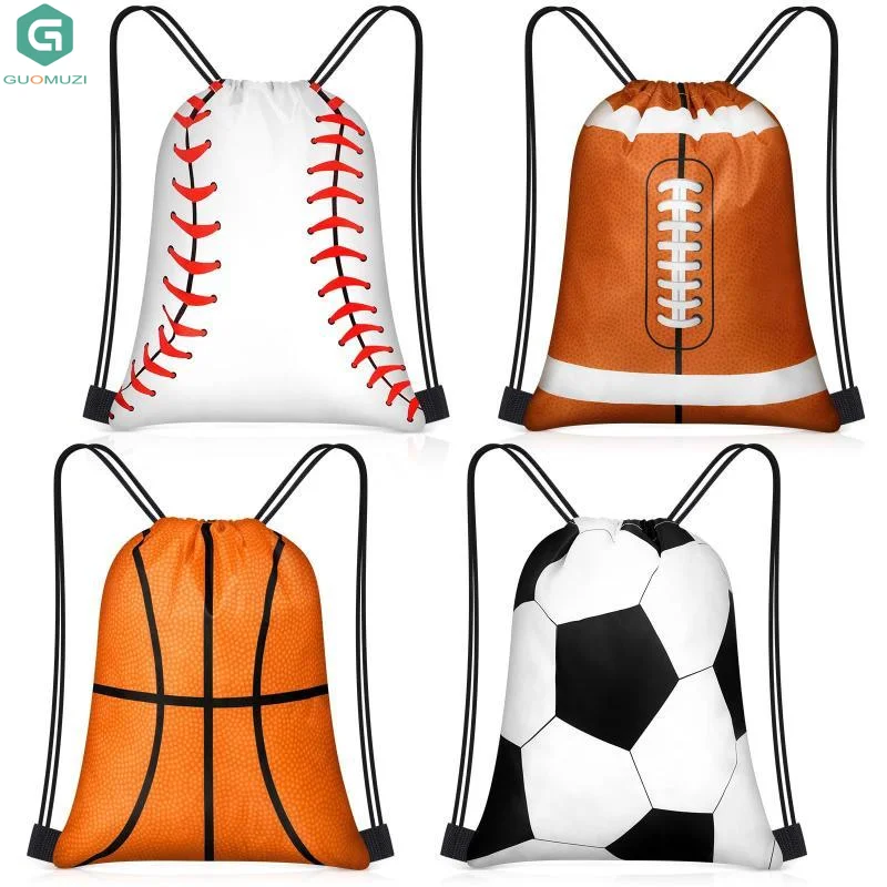 Basketball Soccer Baseball Football Drawstring Backpacks Lightweight Durable For Gym School Daily Sports Use
