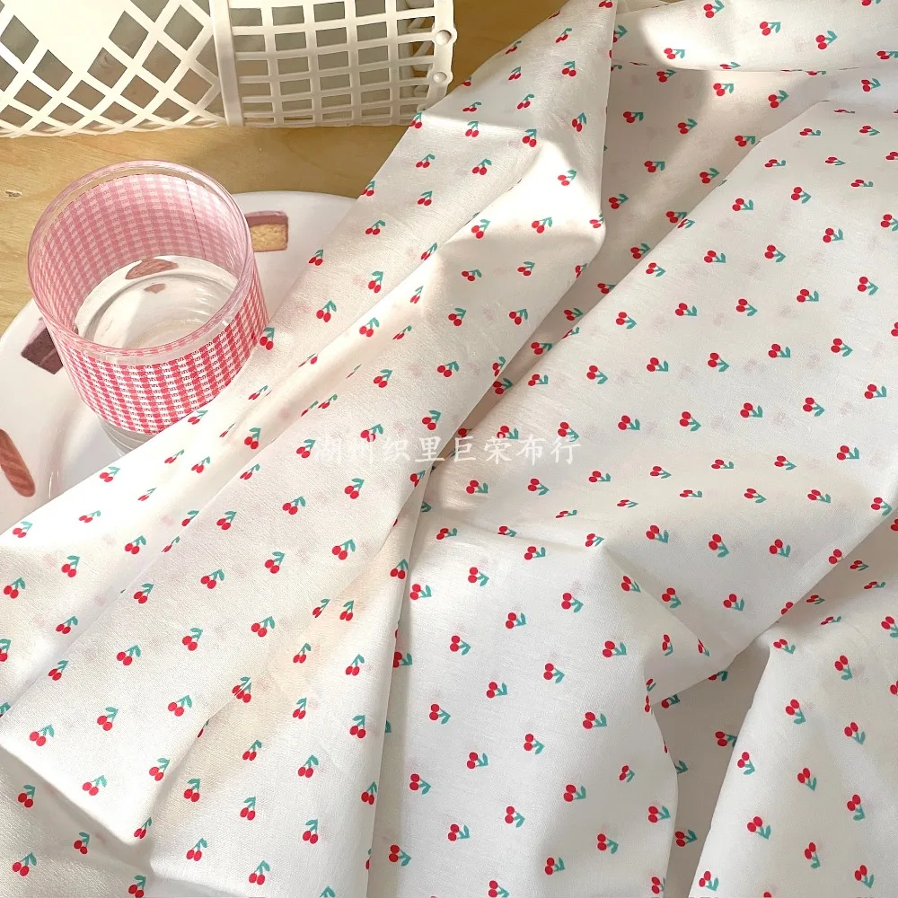 140x50cm 40s Print Fabric Small Red Fruit Print Cotton Handmade DIY Baby Clothes Children's Clothing Sewing Cloth