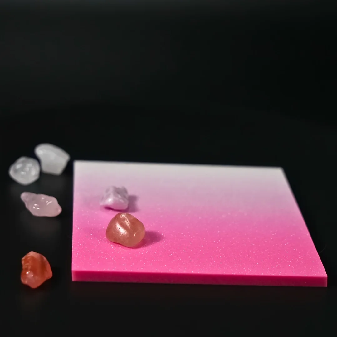 100 Stück rosa + blau verlaufende, glitzernde, halbtransparente Haftnotizen, glitzernd, wasserfest, selbstklebend, rückstandsfrei, durchsichtig – Detail 3