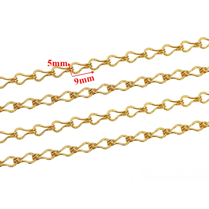 1 Meter Edelstahl 18k Echtgold-Plattierte Prägungsketten für DIY-Schmuckherstellung, Halsketten-Zubehör, Armband-Bedarf – Detail 3