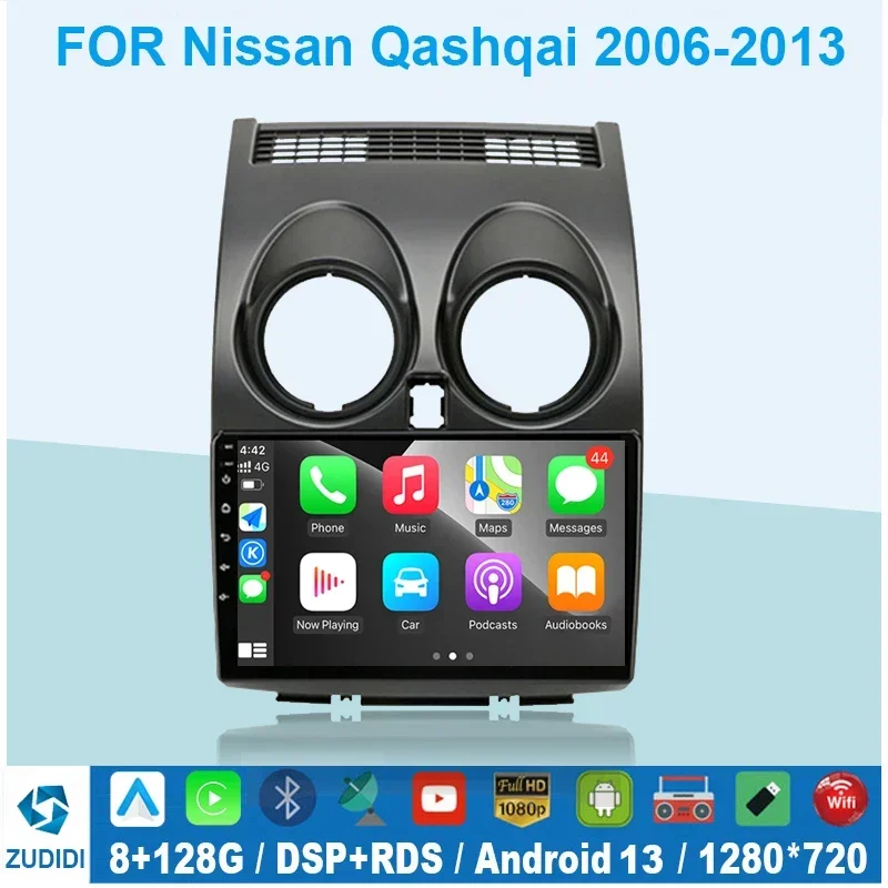 

AI Voice Car Radio Android Auto Multimedia For Nissan Qashqai J10 2006 2007 2008-2013 Carplay 4G 2din GPS autoradio