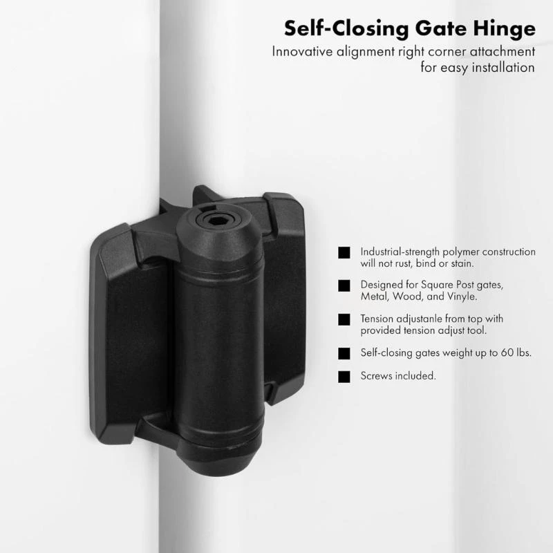 F68D 2Pcs Auto Closing Gate Hinge Hardware Heavy Duty Weatherproof Gate Hinges
