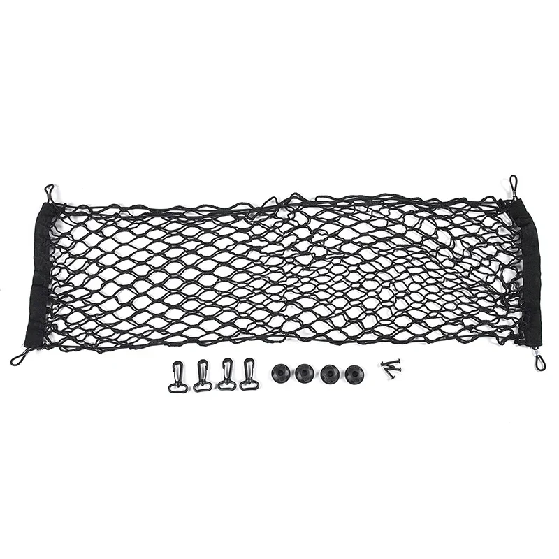 For Toyota LAND CRUISER Prado Net Holder Car Trunk Rear Storage Cargo Luggage Nylon Elastic Mesh With 4 Plastic Hooks Pockets