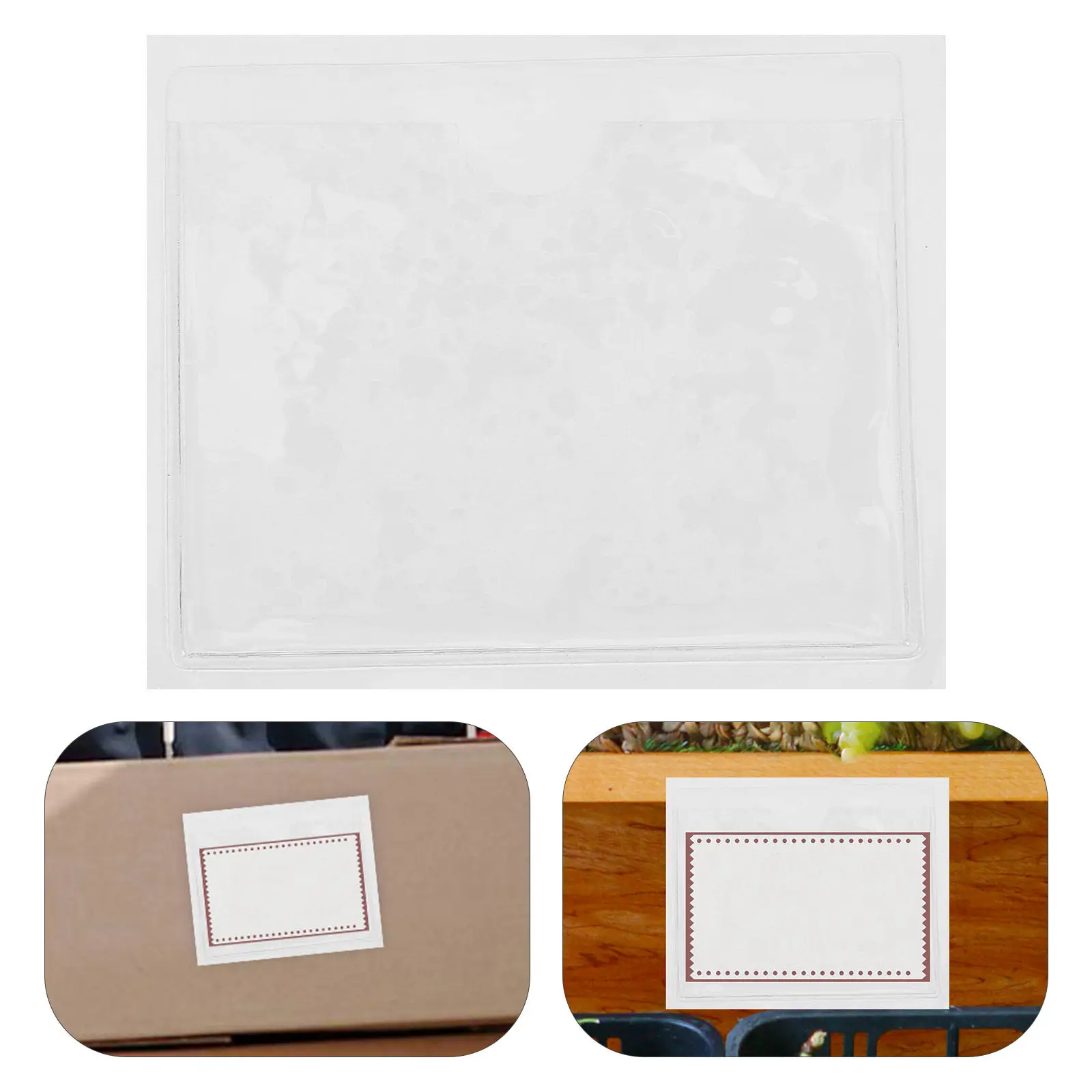 

6Pcs Clear Adhesive Card Sleeves Self Adhesive Pocket Protector for Index Cards Labels Price Tags Business Cards Vertical Design