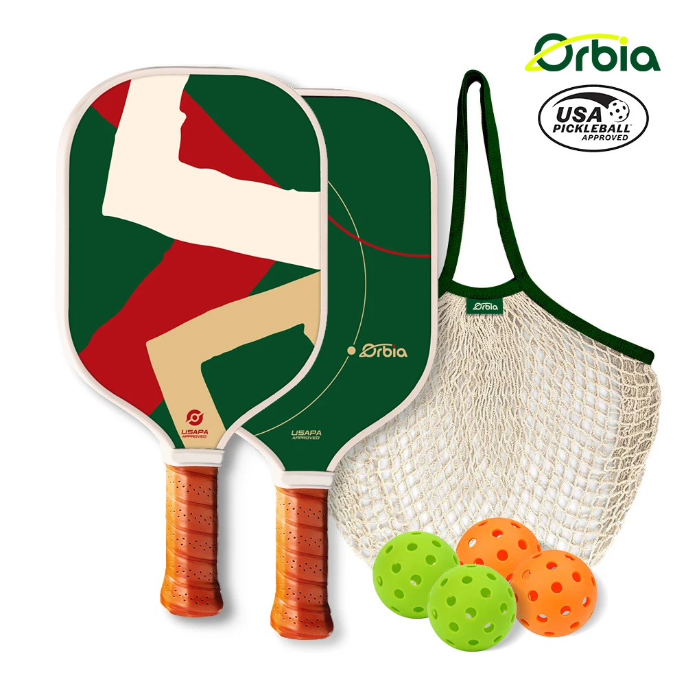 Orbia Sports-Juego de paletas de Pickleball de fibra de vidrio, raqueta portátil con bolsa de transporte, Kit de regalo al aire libre, PP, núcleo de