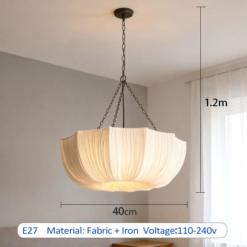 Retro ijzeren ketting plafondlamp Japanse stoffen kroonluchter woonkamer eetkamer slaapkamer hanglampen glans hangende lichtarmatuur