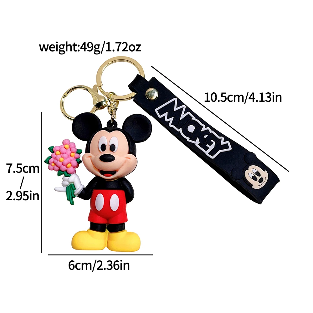 6PCS Disney Anime Mickey Keychain Cartoon Stitch Cute Minnie Keyring Student Bag Hanging All-match Car Key Chain Christmas Gifts