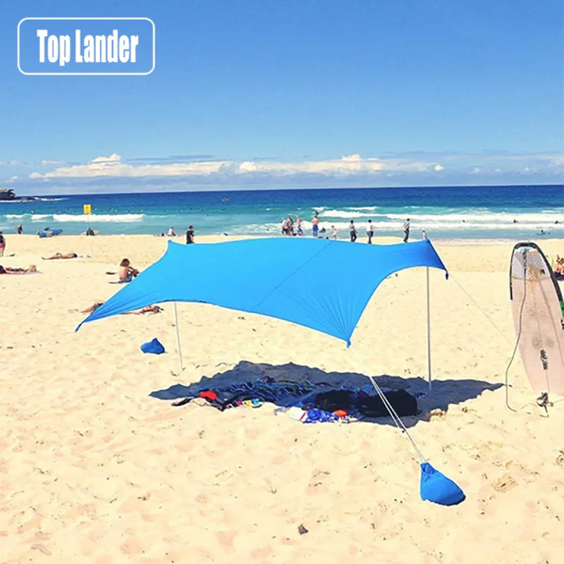 Large Lycra Beach Sunshade Tent 2.1x2.1m Tarp Shelter Camping Canopy Outdoor Tourist Awning 4 Persons Family Beach Umbrella