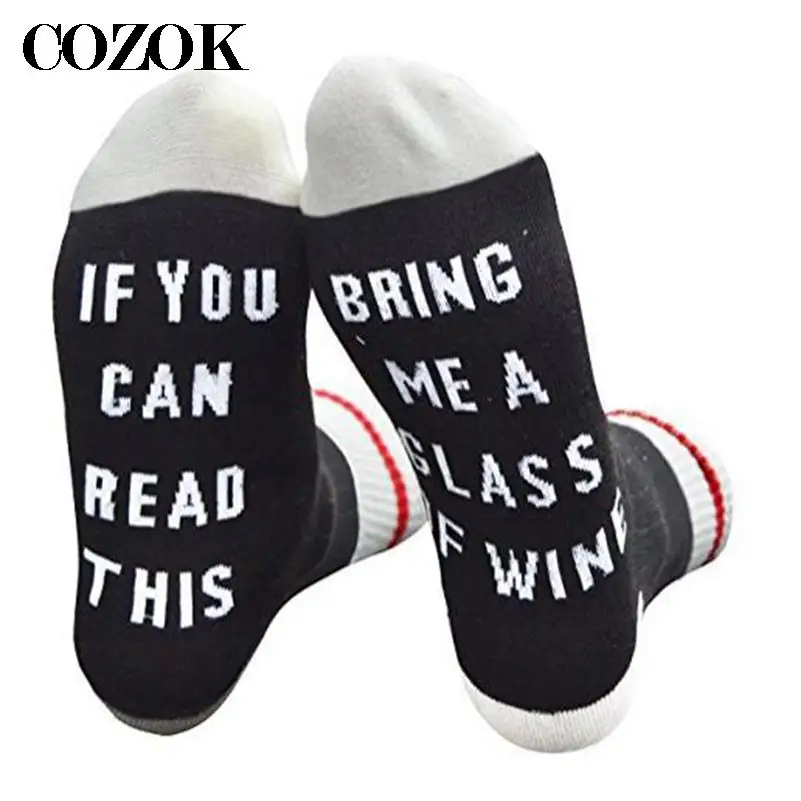 2 Pair Autumn Spring Women Wine Socks Knitted Letter Meia Funny Sokken Chaussette Novelty Femme Winter Warm Sports Hipster Sox