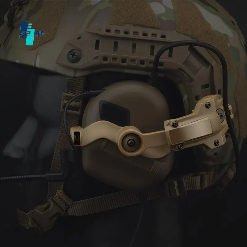 

A23F-Tactical Headset Holder Helmet-Mounted Accessory Rail Adaptor Kit Adjustable Pickup Noise Canceling Holder, Set