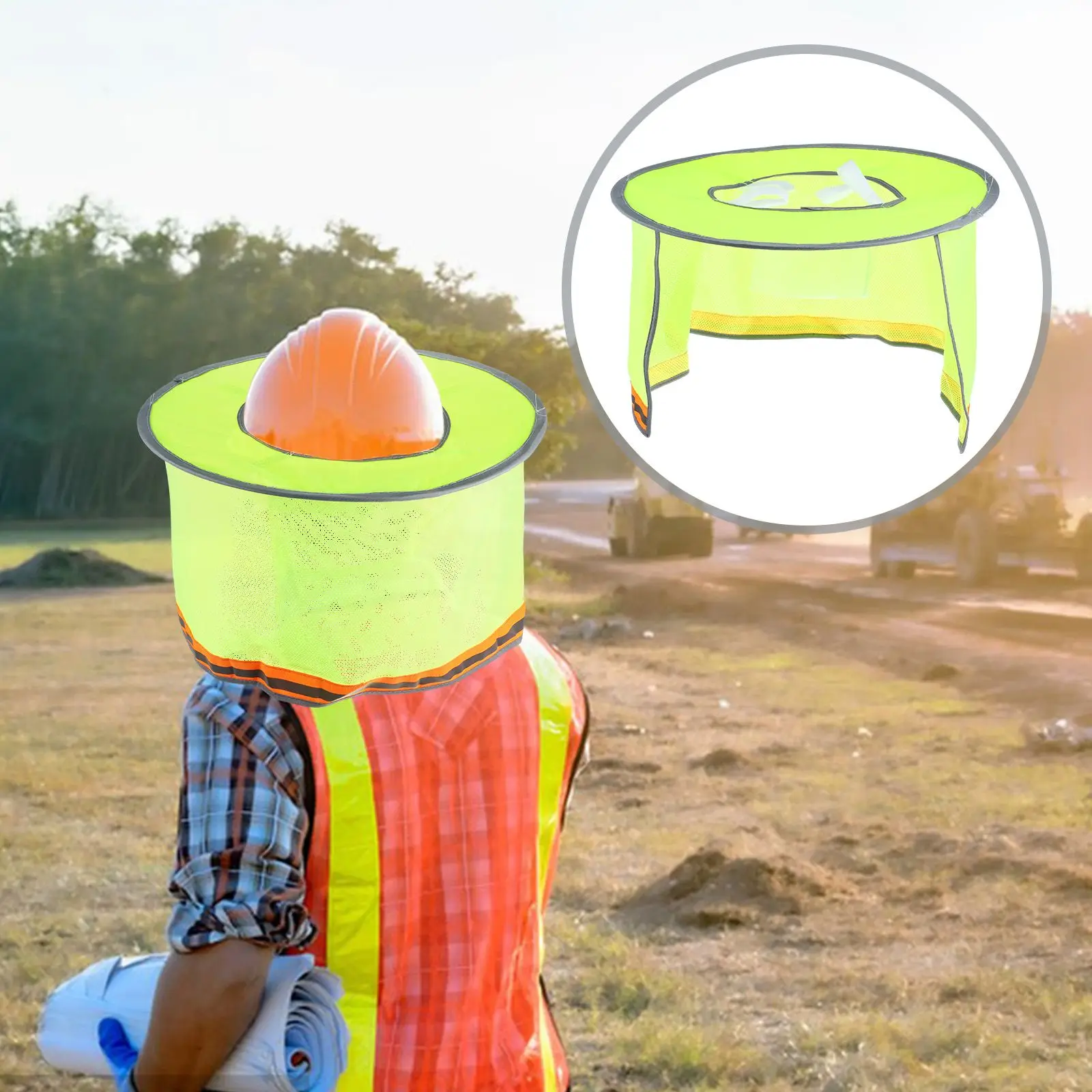 Safety Sunscreen Visor Wide Brim Neck Shield UV Protection Hard Hat Accessories Fluorescent Yellow Mesh Sun Hat