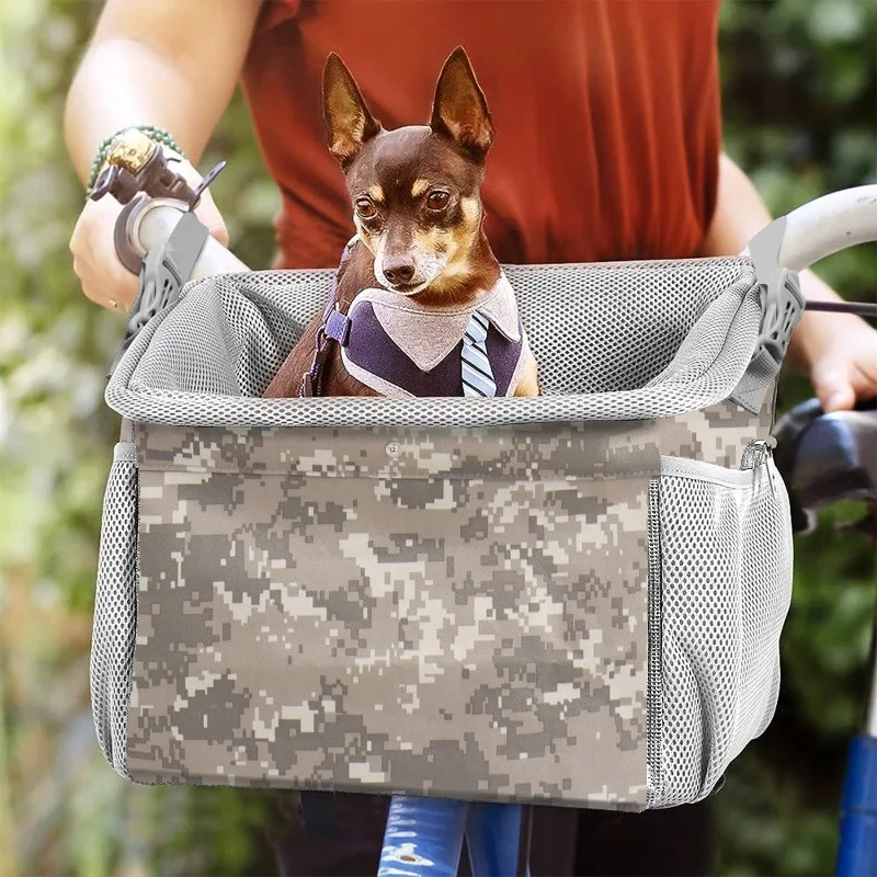 

Removable Bicycle Basket Front Handlebar Bicycle Basket for Pet Carrier Basket Large Side Pockets Comfy Cushion