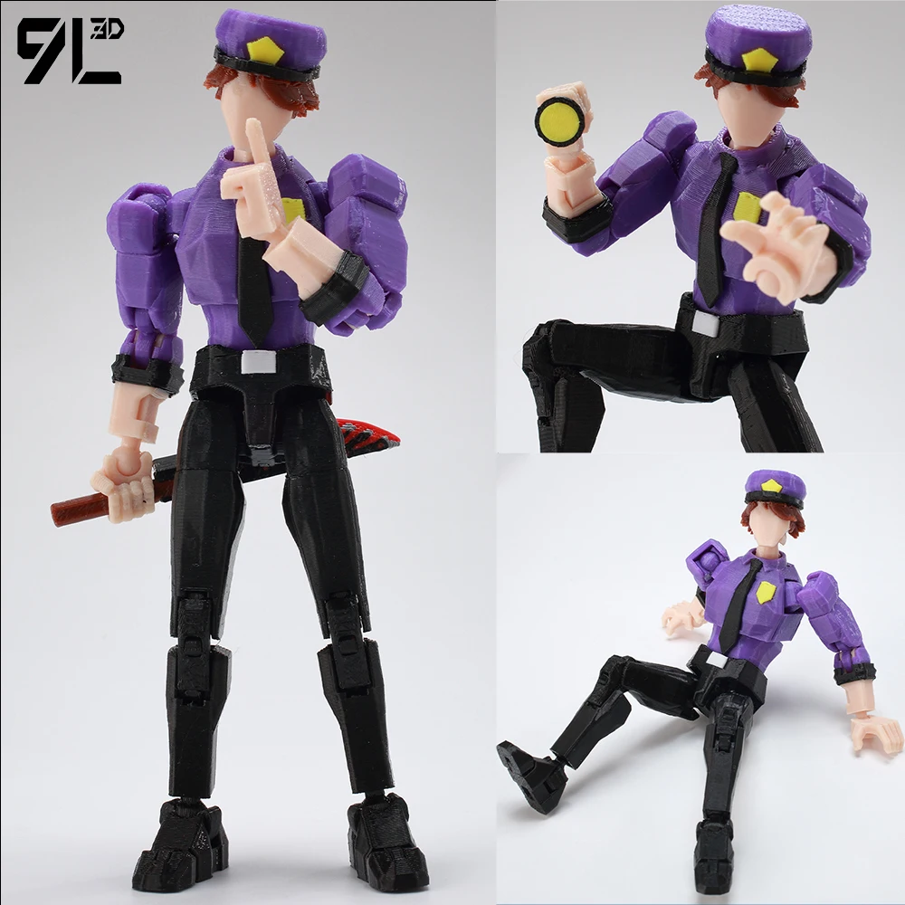 Boneco de Ação Colecionável 9L3D Impresso do Jogo de Terror FNAF Freddy Fazbear's Purple Guy Toy, Modelo Anime Lucky13 Dummy Titan13