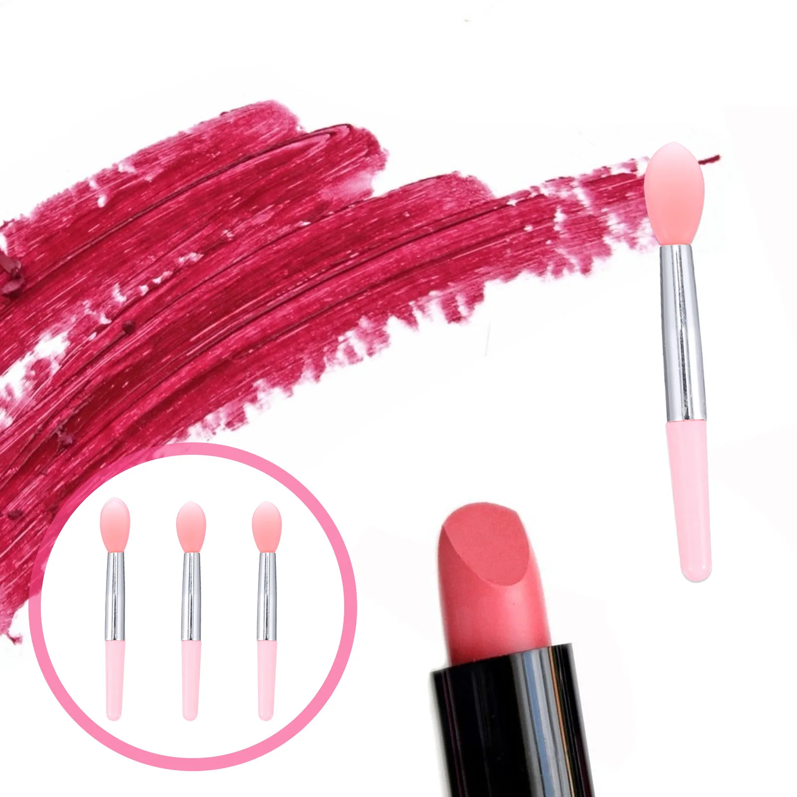 12Pcs Silicone Lip Brush Set Lipstick Gloss Applicators for Precise Lip Lines Portable Travel Makeup Tool