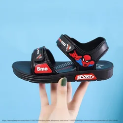 Sandales d'été pour garçons Disney, chaussures de plage décontractées, noires, pour enfants en bas âge