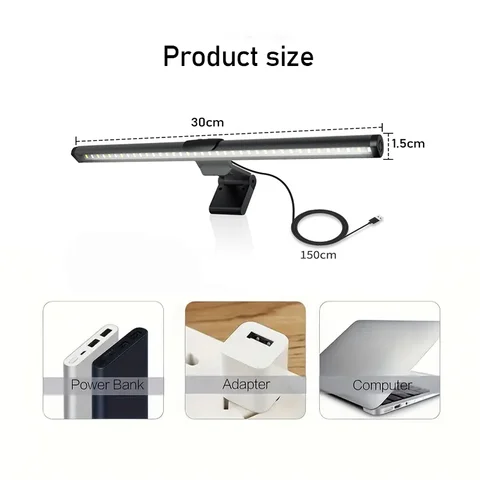 30CM LED Desk Lamp Monitor Light Bar Eye-Care Stepless Dimming Lighting…