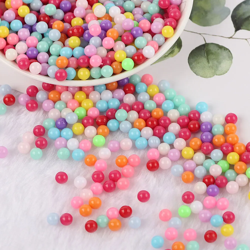 Cross-border new 3/4/5/6/8 mm without Kong Shi color round bead bead diy candy dispersion decoration accessories