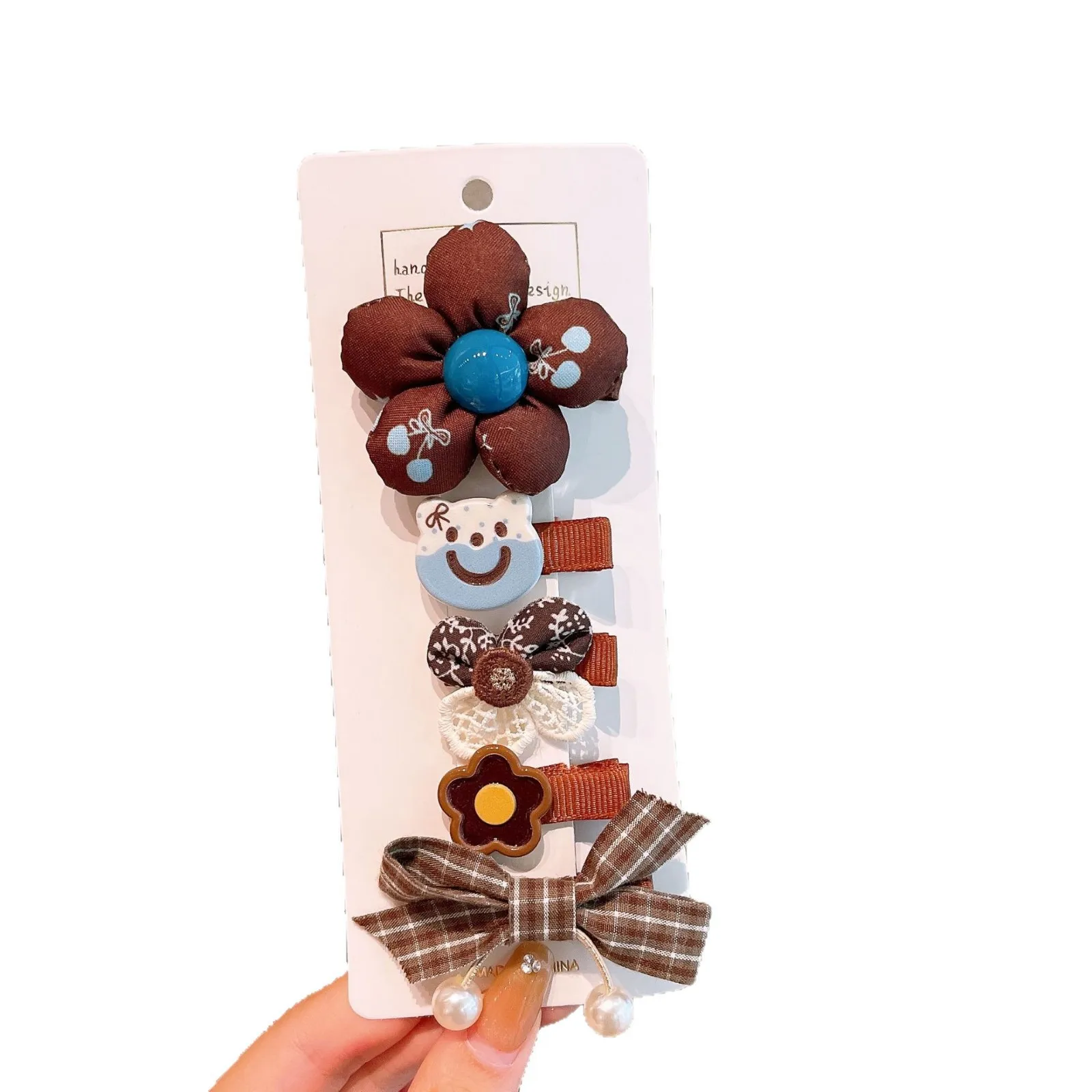 5-teiliges Haarspangen-Set für Kinder, niedliche Schleife, Cartoon-Blume, süße Kawaii-vielseitige Haarnadeln, hochwertiger Haarschmuck für Mädchen