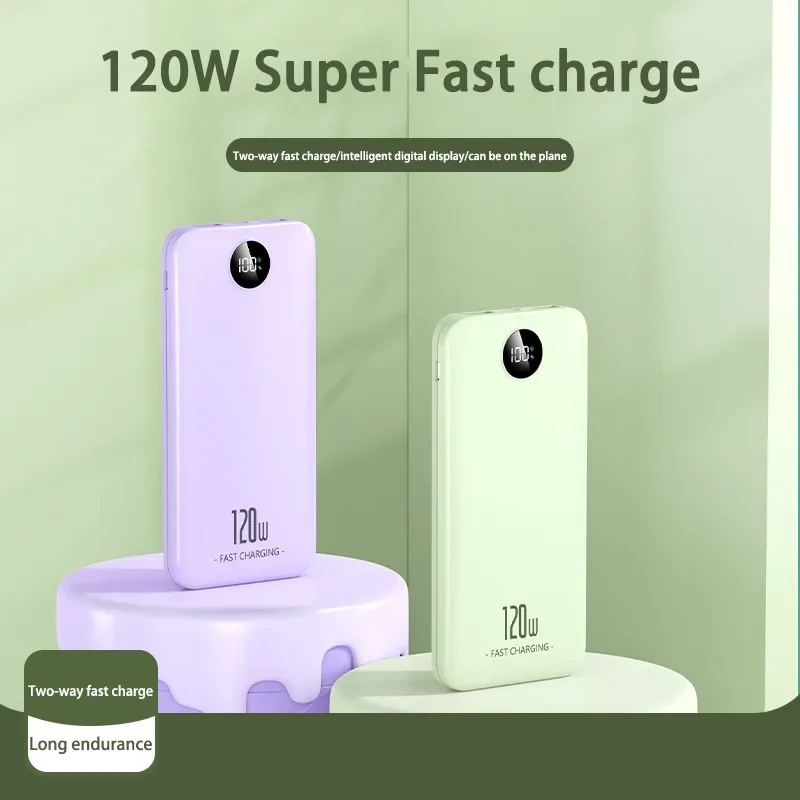 120W Large Capacity Power Bank Mobile Wireless Fast Charging Lightweight Portable Circular Digital Battery Charger Universal