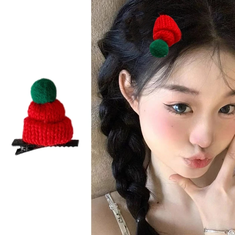 Cartoon Santa Hat Hair Accessories Comfortable Plush Party Clip Fashion Hairpin Styling Tool for Christmas Party