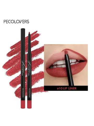 Waterproof Matte Lipliner Pencil Red Contour Tint Lipstick Long Lasting Non-stick Cup Moisturising Lips Makeup 12 Colors
