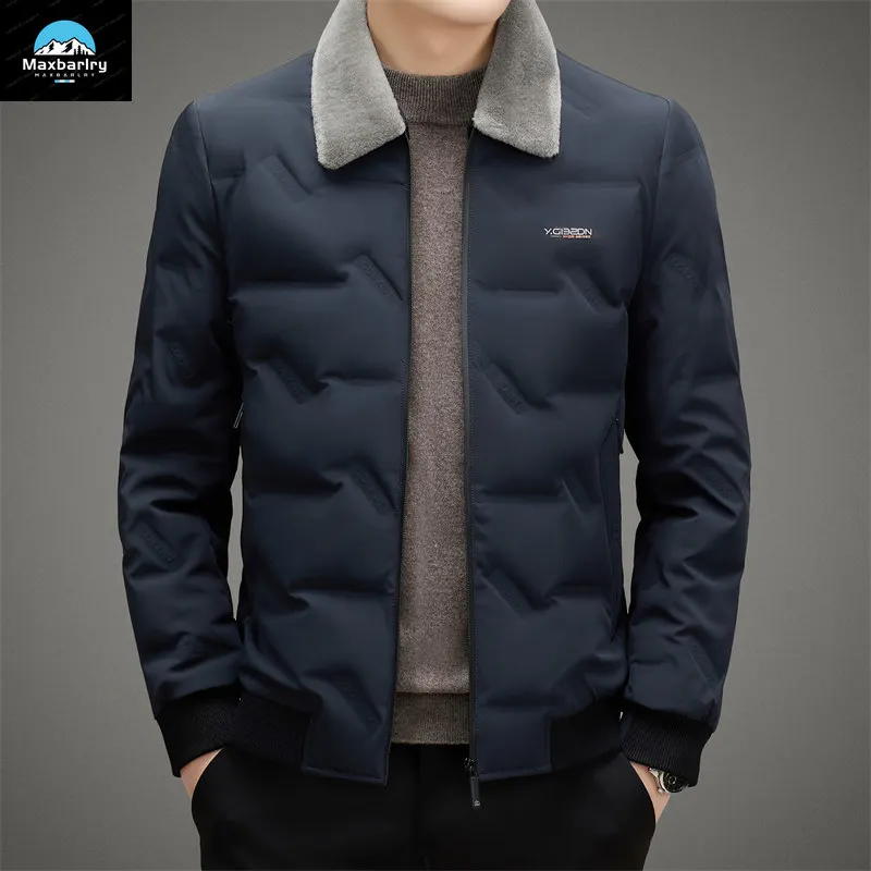 Parka de pato leve de luxo masculino, casaco fino quente, branco, leve, curto, leve, luxo, elegante, inverno, 2023