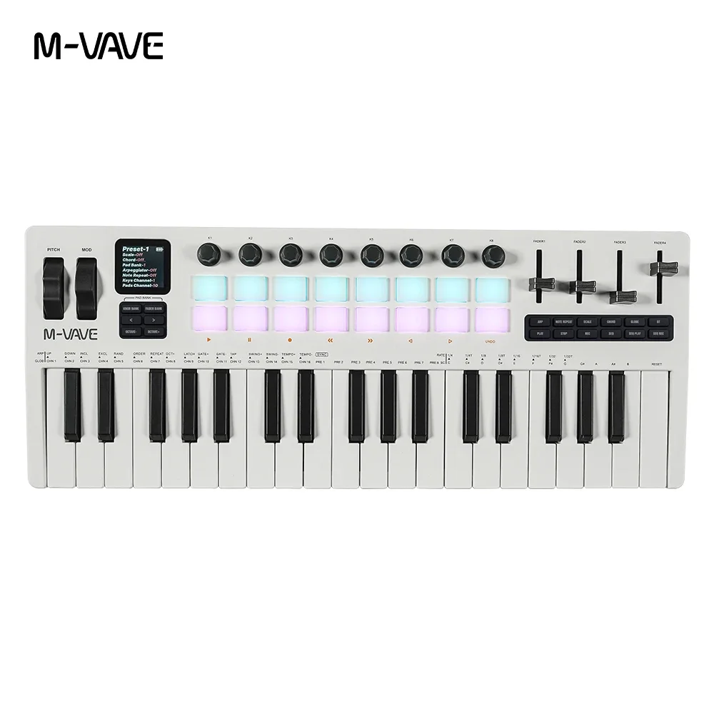 M-VAVE SMK-37 PRO 37 مفتاح MIDI لوحة المفاتيح 16 منصة طبل مصدر الصوت 3 نطاق أوكتاف يدعم الاتصال اللاسلكي إلى أنظمة متعددة #2