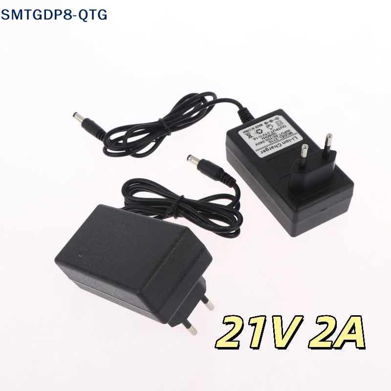 NEW 1Pcs EU Plug 21V Lithium Battery Charger 1A 2A For 18V Electric Drill Polishing Machine Lawn Mower Intelligent Power Adapter