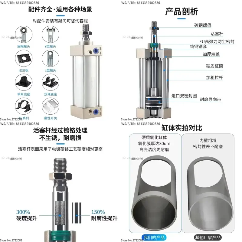 SC Standard Cylinder with High Thrust for SC32 SC40 SC50 SC63 SC80 SC100 SC125 SC160 SC200
