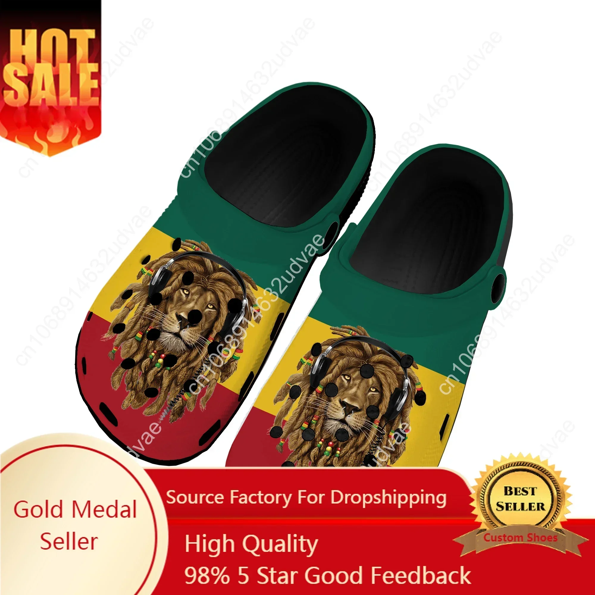 

Reggae Rastafarian Rasta Rastafari Lion Of Judah Home Clogs Custom Water Shoes Mens Womens Teenager Shoe Garden Beach Slippers