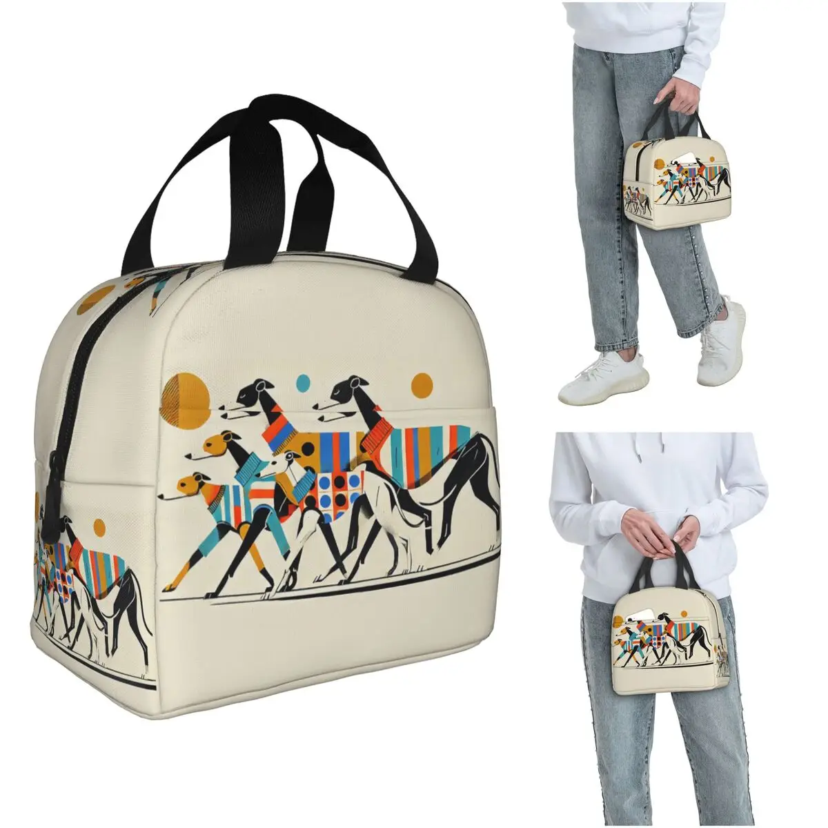 Sighthound Greyhound Whippet Lurcher Insulated Lunch Bag for Women Children Portable Food Boxes Thermal Lunch Box Tote