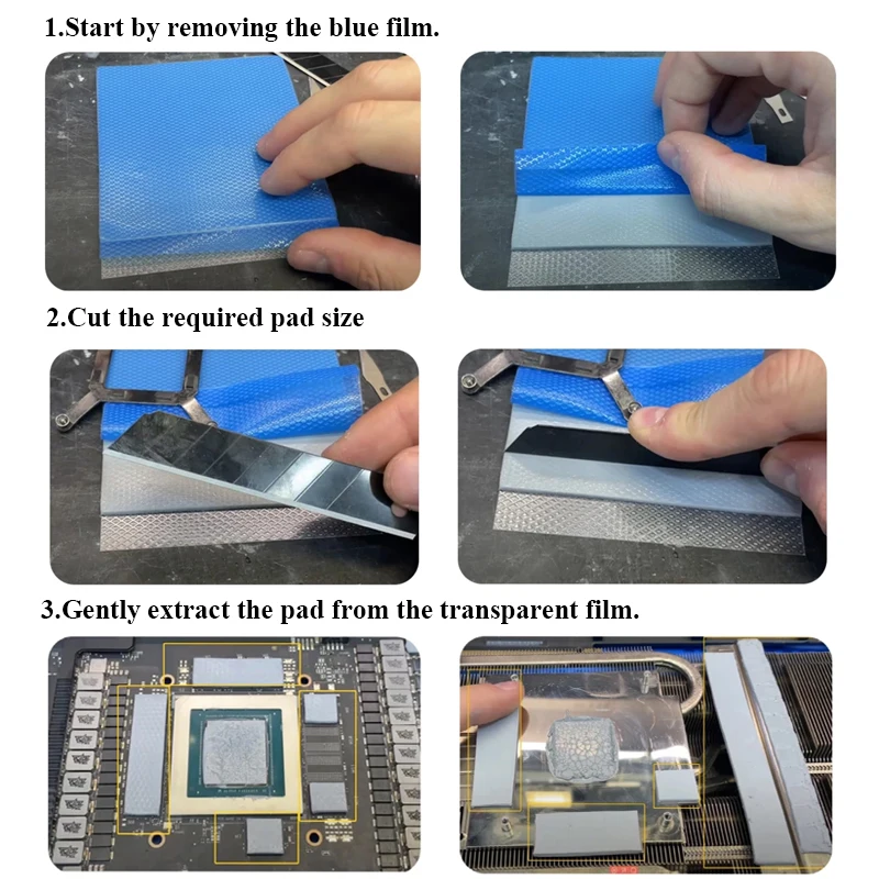 22W/mk 100x100mm Soft Thermal Pad Sheets 0.5mm 1.0mm 1.5mm 2.0mm 2.5mm Thick silicone Thermal conductive Gap Pads GPU CPU Laptop