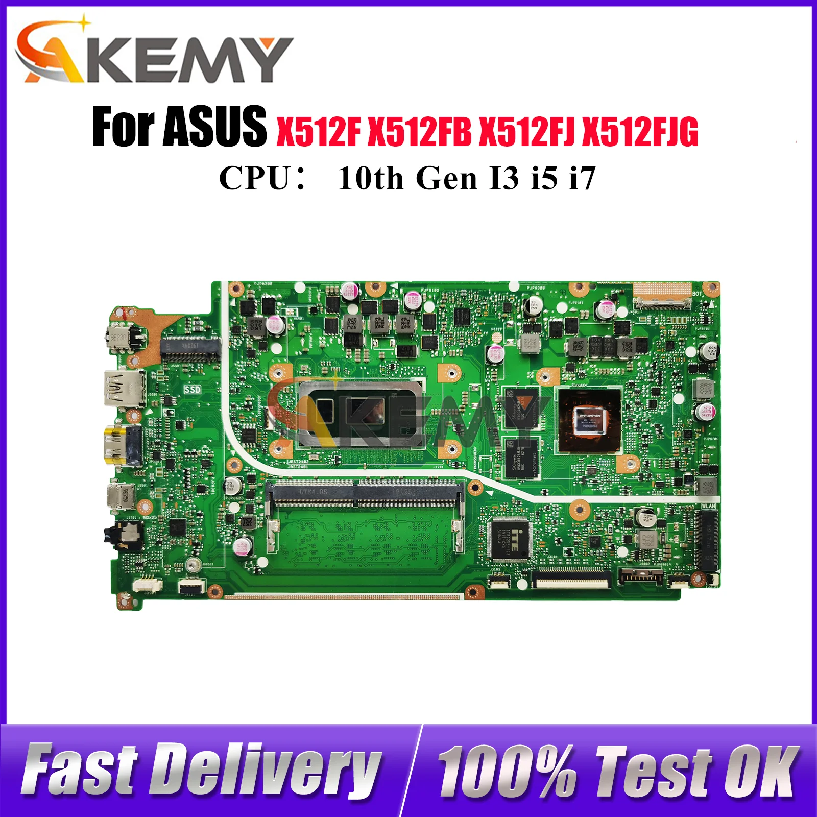 

X512FF Материнская плата для ноутбука ASUS VivoBook V512F S512F K512F F512F X512F X512FJG X512FJ V5000F Материнская плата с 10-го поколения I3 i5 i7