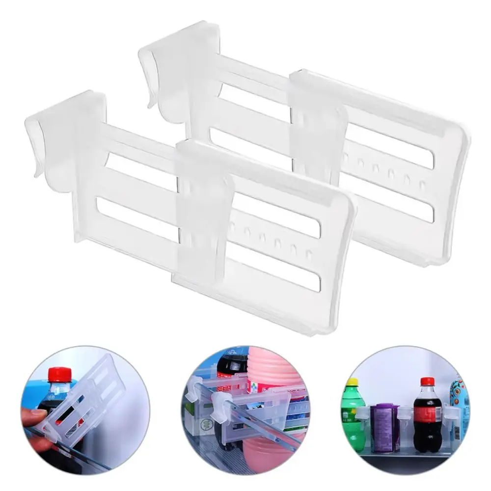 4pcs Protable Storage Fridge Divider Splint Retractable Refrigerator Partition Board Side Clips Bottle