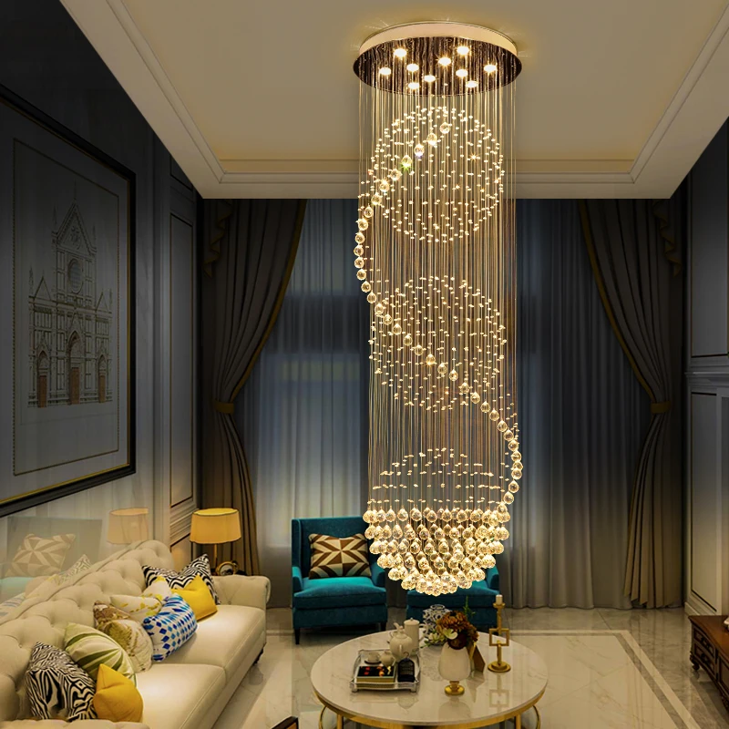 

Duplex Staircase Chandelier Villa Simple Fashion Living Room Chandelier Stairwell Long Creative Personality Crystal Chandelier