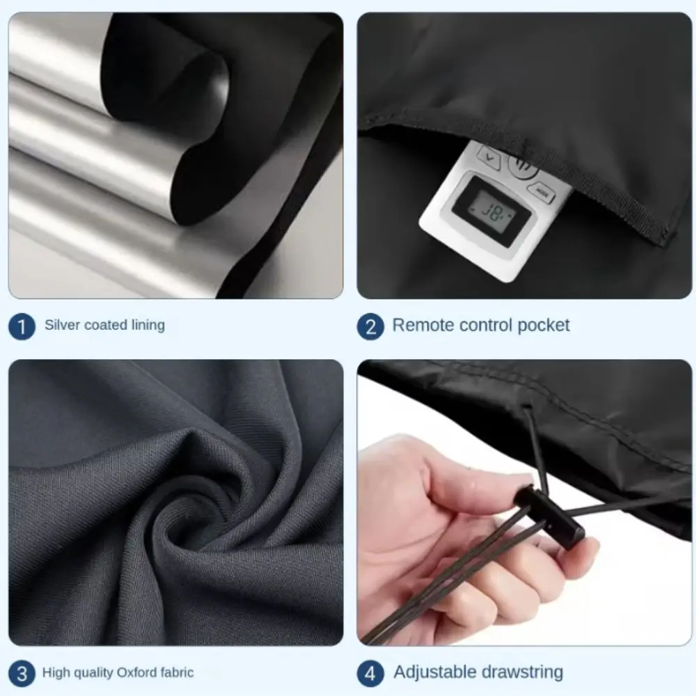 Waterproof Portable Air Conditioner Cover Oxford Cloth Dustproof AC Unit Cover Windproof With Drawstring Protection Cover