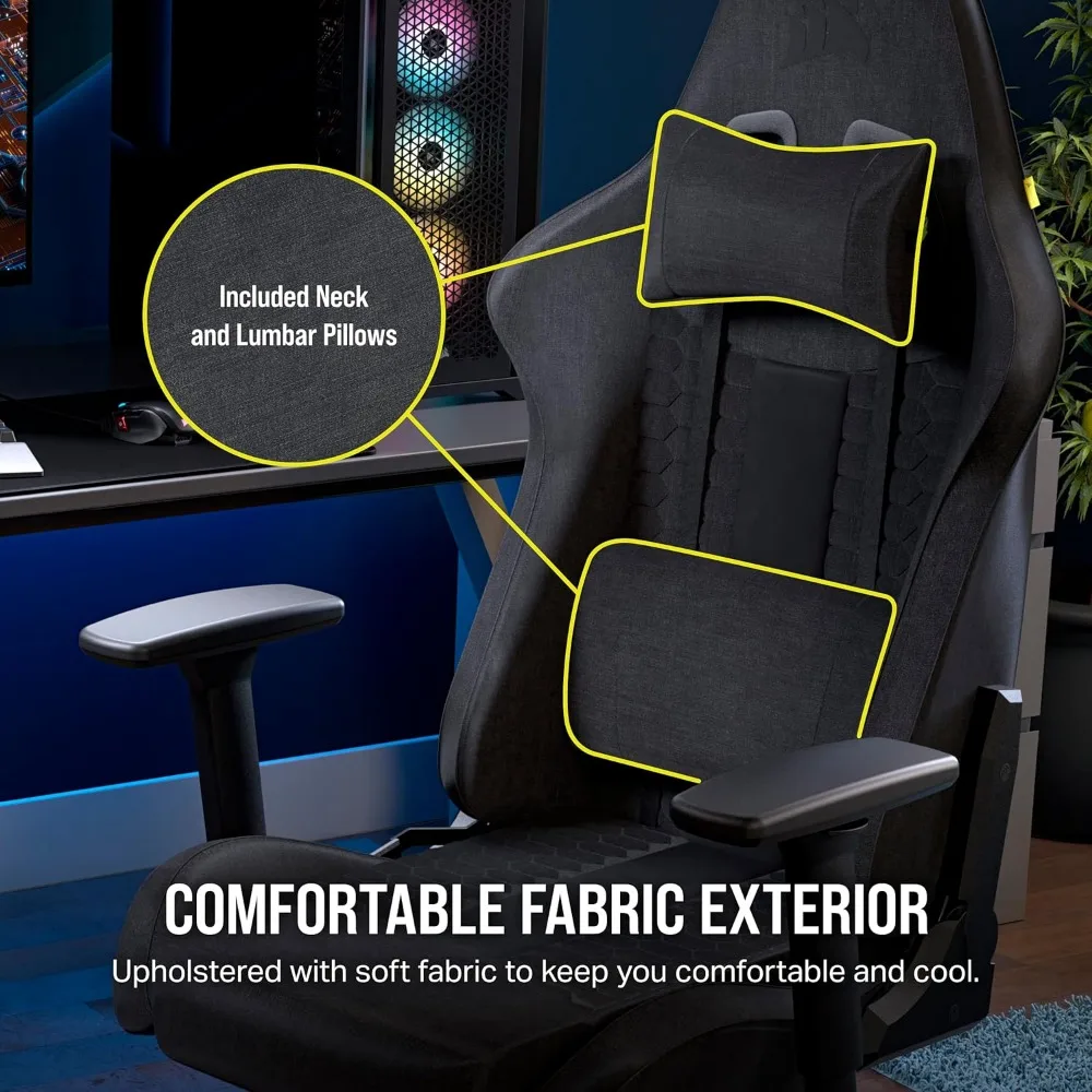 TC100 Relaxed Gaming Chair, One Size, Gray and Black