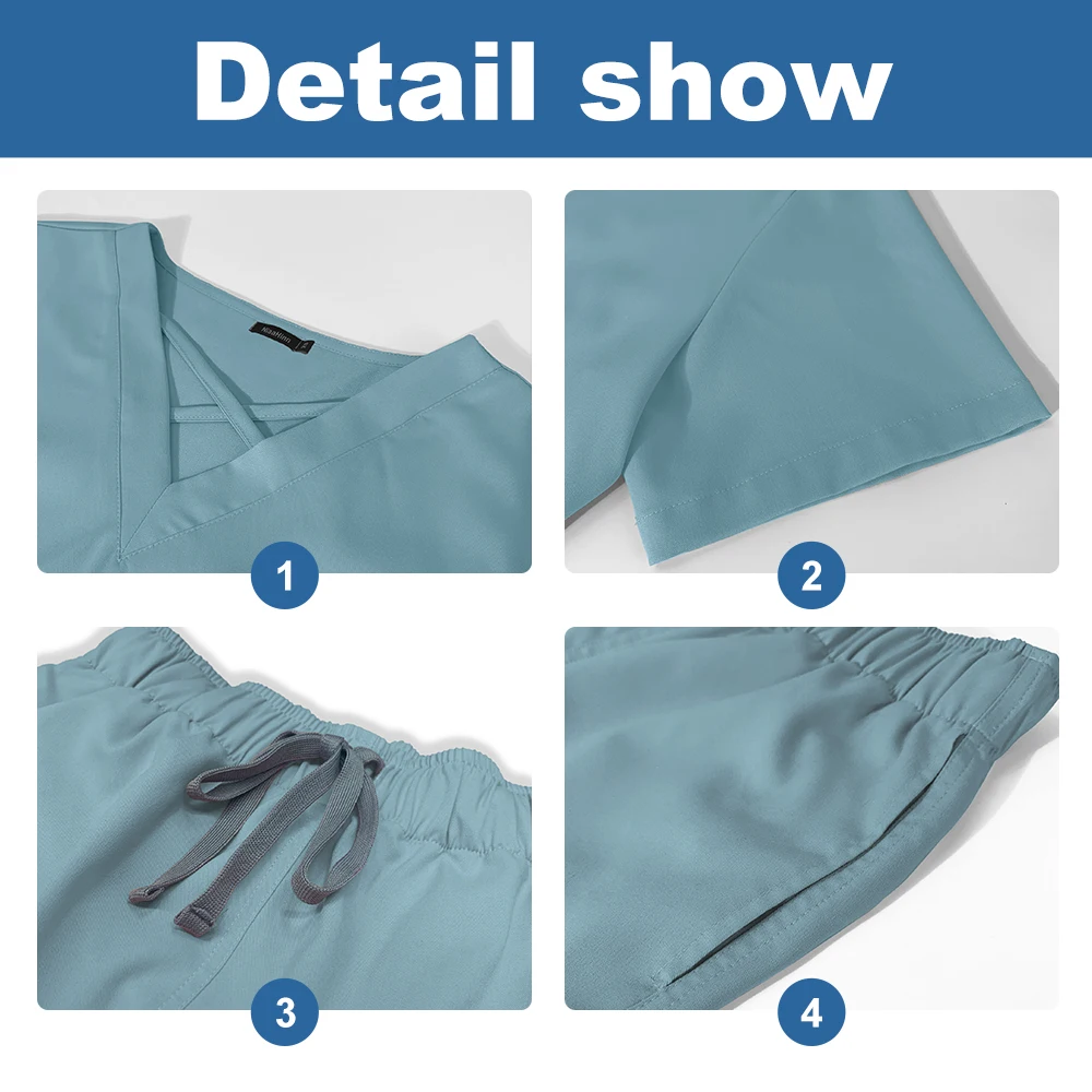 Niaahinn Uniform Nurse Women Fashion Nurse Scrub Multicolour Multicolour Dental Aesthetics Laboratory Uniform XS-XXL Scrubs Sets