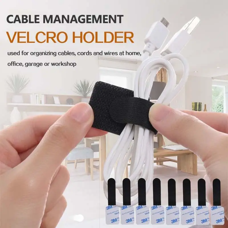 Kerokuru Self-adhesive Wire Organizer Cable Tie Desktop Cable Management Data Cable Line Storage Strap Reusable Fastener Tape