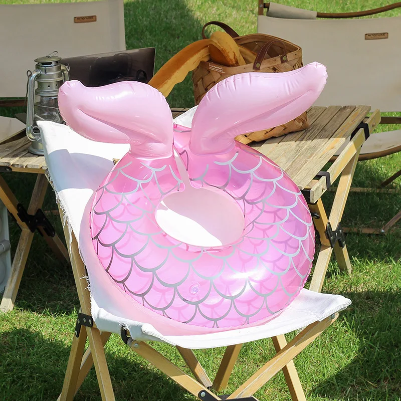 ألعاب قابلة للنفخ ذيل حورية البحر للأطفال طوافة بلاستيكية للسباحة صيفية لحمام السباحة والشاطئ والحديقة المائية مقعد عائم للسباحة قابل للنفخ