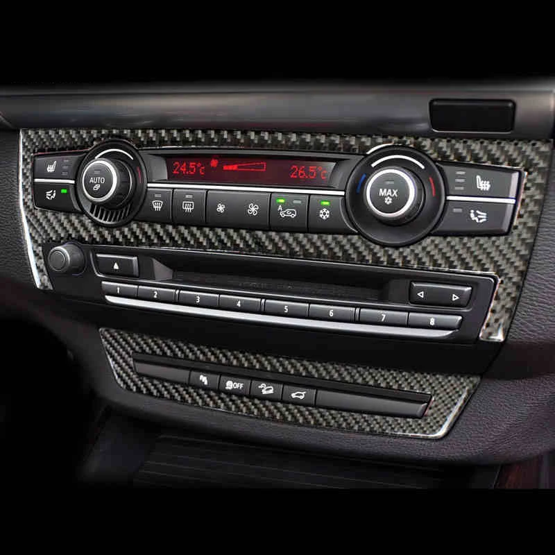 Carbon Fiber For BMW E70 E71 X5 X6 Interior Gearshift Air Conditioning AC CD Panel Reading Light Cover Trim Stickers Accessories