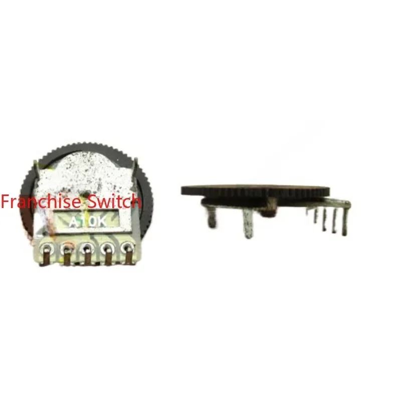Immagine 5: 100 Pezzi Potenziometro a Ingranaggi 103 A10K Doppio a 5 Pin, Quadrante 14*1MM (Spessore Disco 0.8MM)