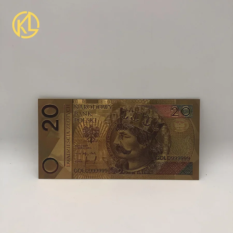 Kelin have More Colored Gold Foil Polish Banknote Set 50 100 200 500 PLN for Partriotism Poland Crafts Collection