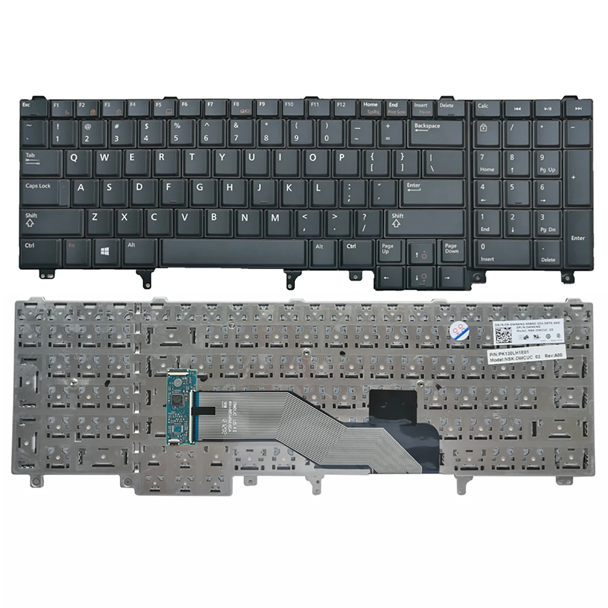 

New US Laptop Keyboard for DELL Latitude E6520 BLACK(Without Point stick,,For Win8) PN: NSK-DWCUC BLACK(without FRAME,Win8,OEM)