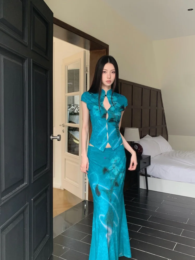 CHEERART Summer 2 Piece Set Women'S Matching Sets Chinese Fashion Floral Mesh Outfit Skirt And Top Set 2026 Designer Clothes