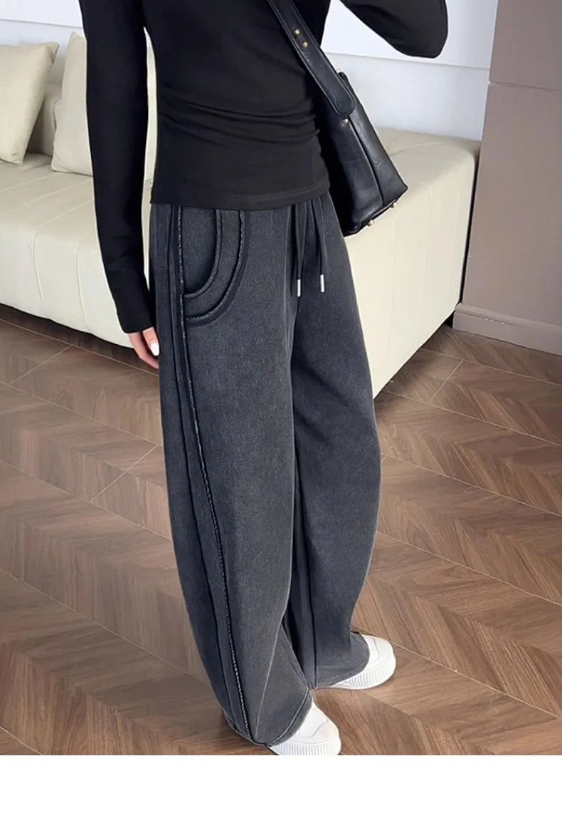 

High Waist Wide Leg Scythe Pants Women's Casual Harlan Banana Scythe Pants Asymmetric Commute Sle Long Pants Loose Fit