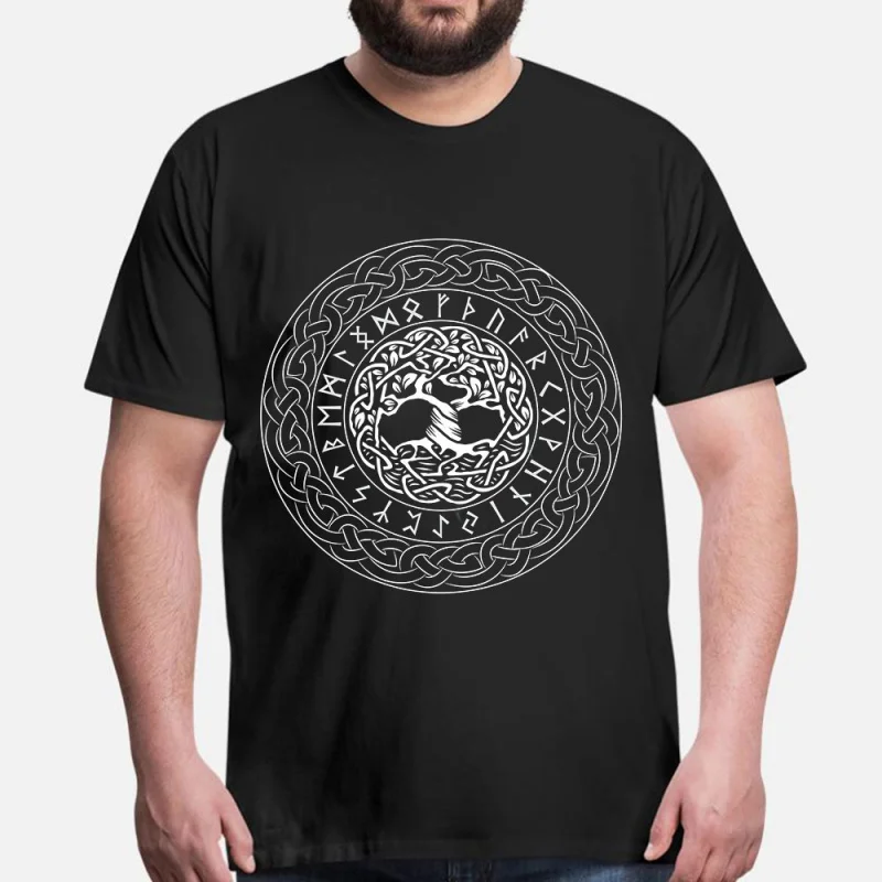 

0415 Celtic Tree of life Gift T-Shirt Viking Runes Norse Myths Graphic clothes 100% cotton printed Tee All size tops S-6XL