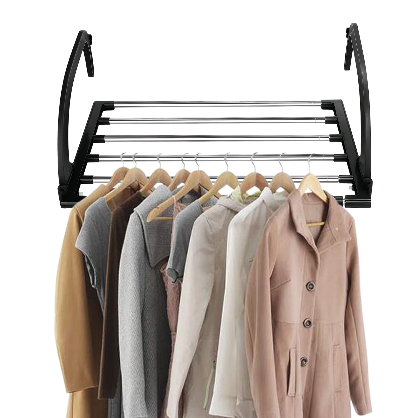 

Складная сушилка для одежды с зажимами для носков, подставка для обуви из нержавеющей стали, многоразовая бытовая вешалка-сушилка для балкона и подоконника