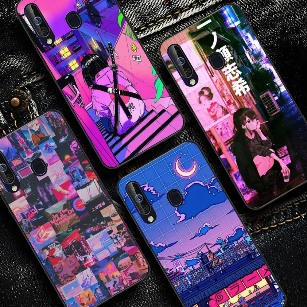 Vaporwave Glitch Anime Phone Case For Samsung A 10 11 12 13 20 21 22 30 31 32 40 51 52 53 70 71 72 73 91 13 shell