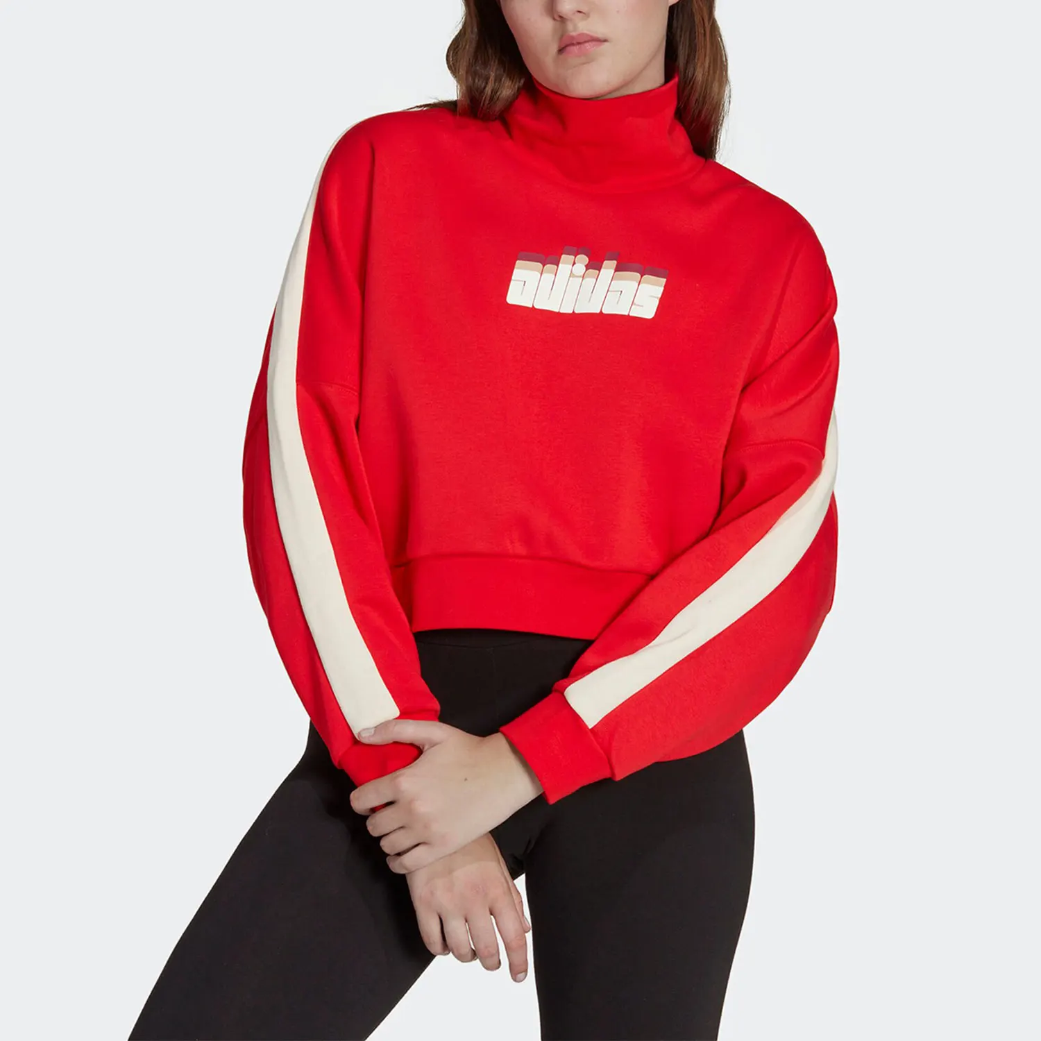 

Оригинальная женская повседневная модная свободная толстовка Adidas Trefoil с воротником-стойкой IA3931